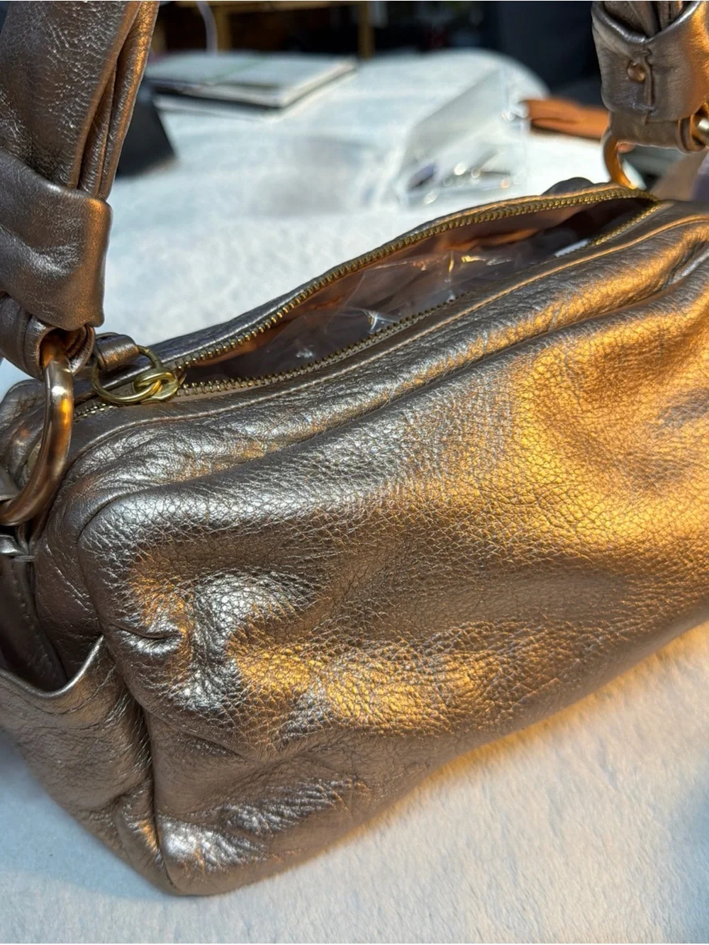 Coach #13465 Metallic Bronze Leather Shoulder Bag - Women
